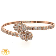 Load image into Gallery viewer, Gold and Diamond Twin Hamsas Cuff Bracelet (choose your color)