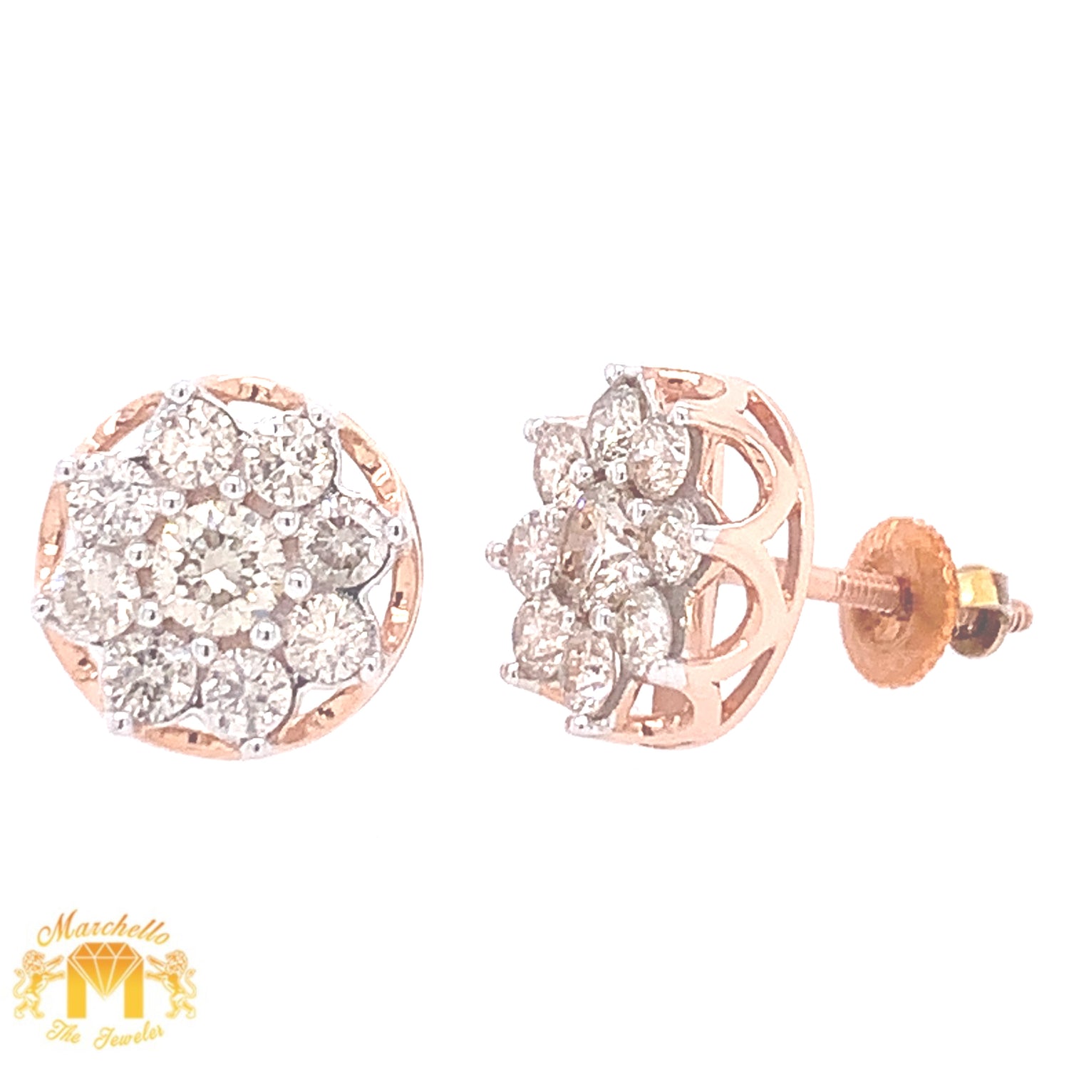 Gold and Diamond Flower Earrings (4 sizes)