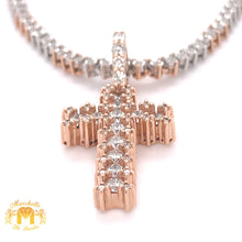 Load image into Gallery viewer, 3.9ct Diamond and Gold Tennis Chain and 14k Gold Cross Pendant Set (1 pointers, large diamonds on pendant)