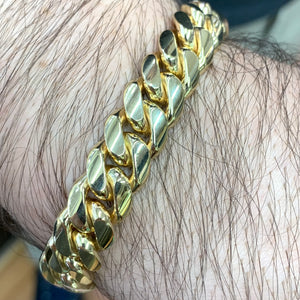 12mm Yellow Gold Solid Miami Cuban Bracelet VIP