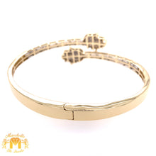 Load image into Gallery viewer, Gold and Diamond Twin Hamsas Ladies&#39; Bangle Bracelet with baguette and round diamonds