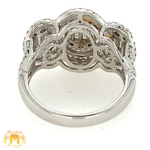 Load image into Gallery viewer, 18k White Gold Three Ovals Diamond Ring (large VVS baguettes)