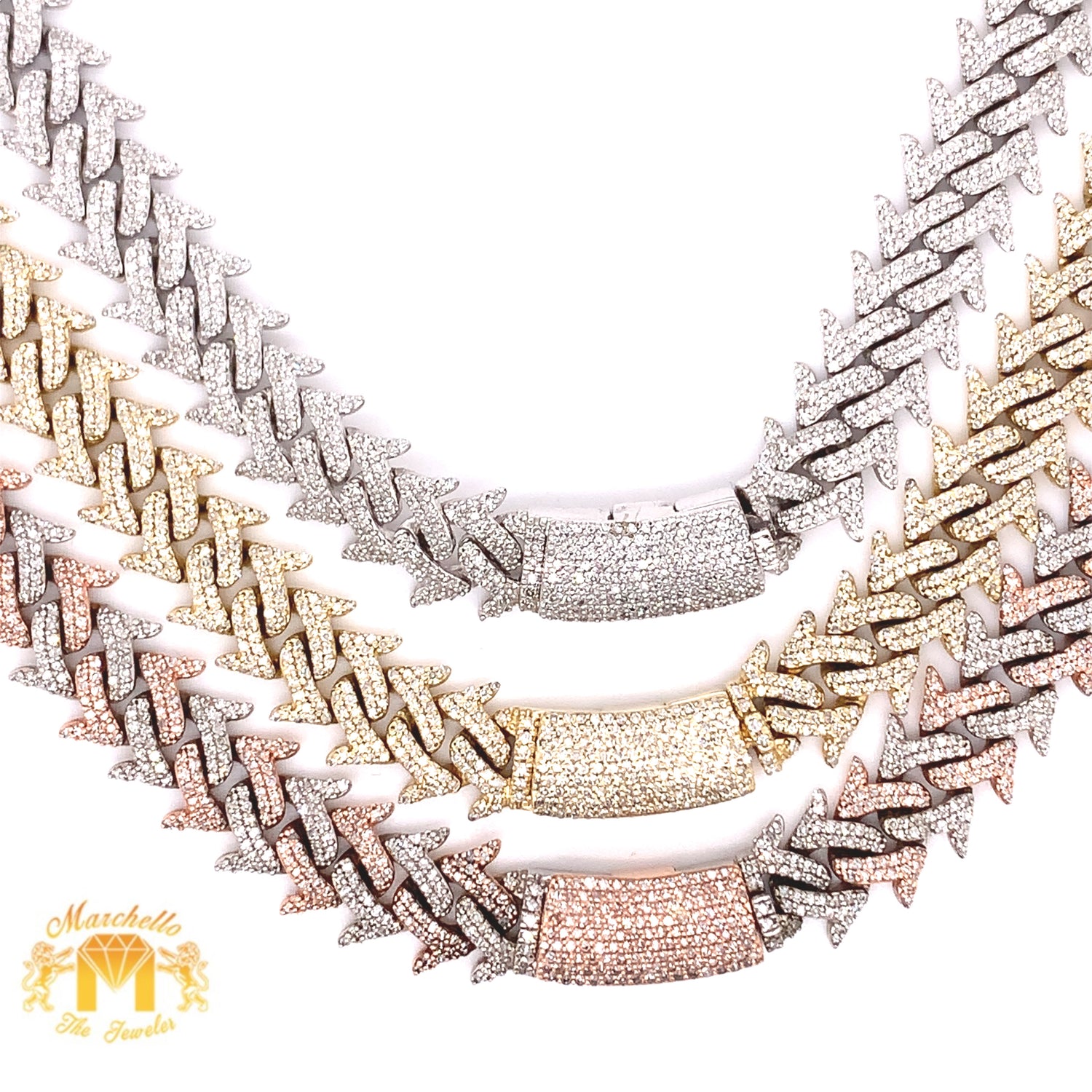 6.94ct Round Diamond and Gold Thorn Chain Necklace (9.7 mm, banana clasp)