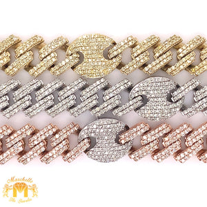 Gold and Diamond 11MM Hybrid Cuban Link Chain with natural round diamonds(solid back)