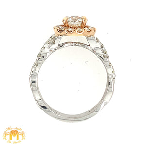 18k Gold Engagement Diamond Ring (1ct solitaire center, choose your color)