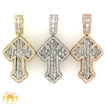 Load image into Gallery viewer, 4.07ct Diamond and Gold Cross Pendant and Tennis Chain Set (1 pointers, emerald-cut diamonds, choose your color)