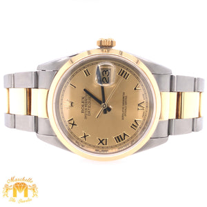 36mm Rolex Datejust Watch with Two-tone Oyster Band (smooth bezel, newer model)