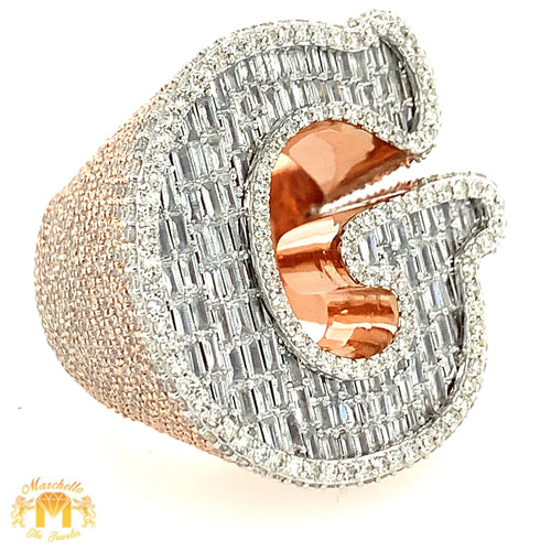 9ct Diamond and Gold Custom 3D Initial Ring (solid, choose your color)