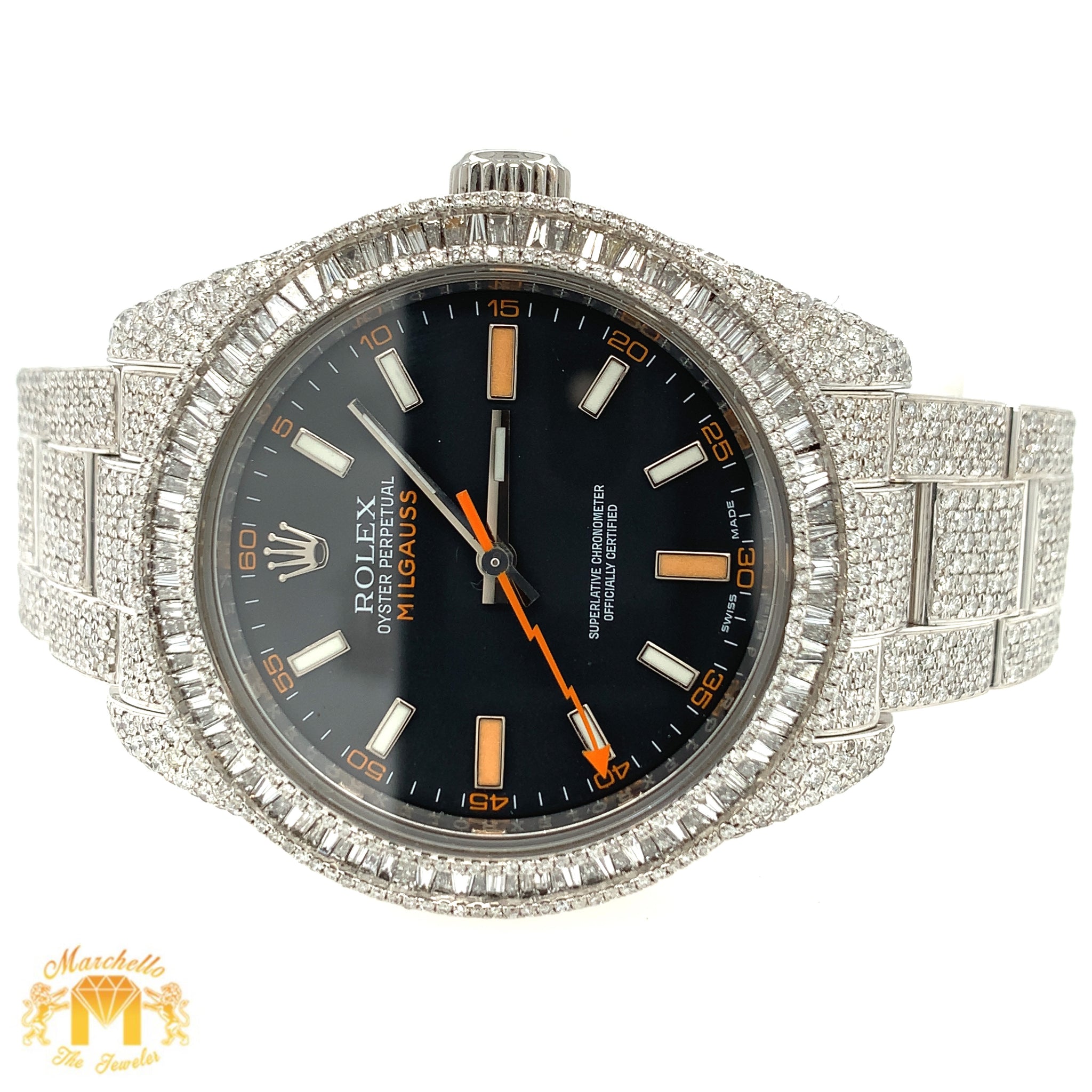 Iced Out 40mm Rolex Milgauss Diamond Watch MTJ