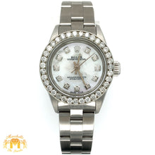 Load image into Gallery viewer, 24mm Ladies’ Rolex Oyster Perpetual Stainless Steel Diamond Watch (mother-of-pearl, diamond hour markers)