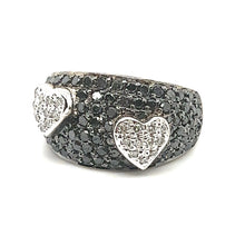 Load image into Gallery viewer, White Gold Black and White Diamond Heart Ring