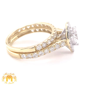 14k Gold 2-piece Bridal Set with Pear-shaped and Round Diamond(pear-shaped center stone)