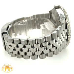 5.50ct Diamond 41mm Rolex Datejust 2 Watch with Stainless Steel Jubilee Bracelet (flower setting, custom Arabic numerals dial)