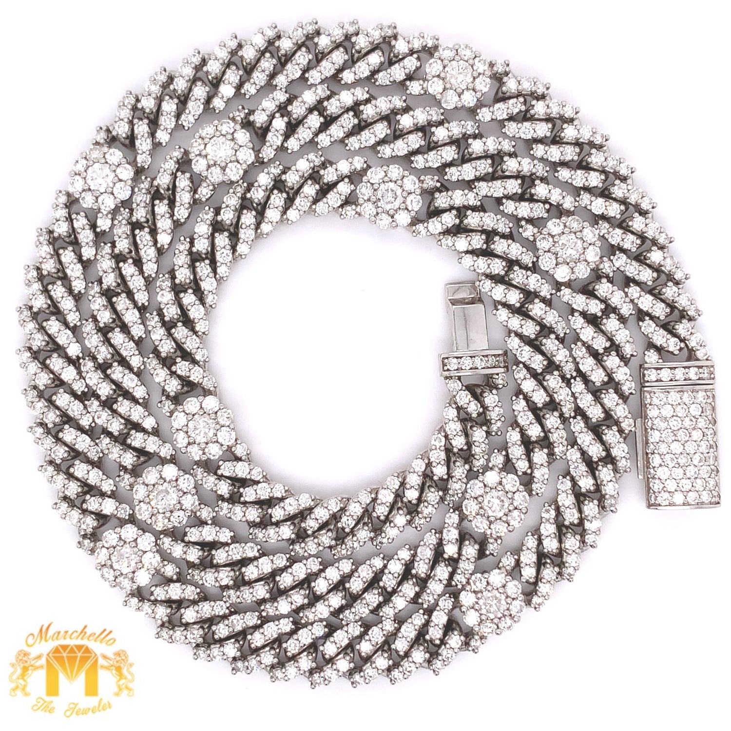 14k Gold 8.5MM Fancy Miami Cuban Link Diamond Chain (box clasp)