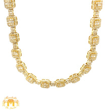 Load image into Gallery viewer, 14k Gold 6mm Fancy Squares Necklace with natural baguette and round diamonds(unisex, choose your color)