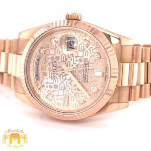 36mm Rose Gold Rolex Day Date Presidential Watch (factory diamond dial)