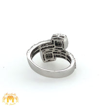 Load image into Gallery viewer, White Gold and Diamond Twin Squares Cuff Bracelet and Ring Set