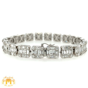8.65ct Diamond 18k White Gold Square Link Bracelet (large VVS baguettes, available in two sizes)