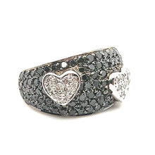 Load image into Gallery viewer, White Gold Black and White Diamond Heart Ring