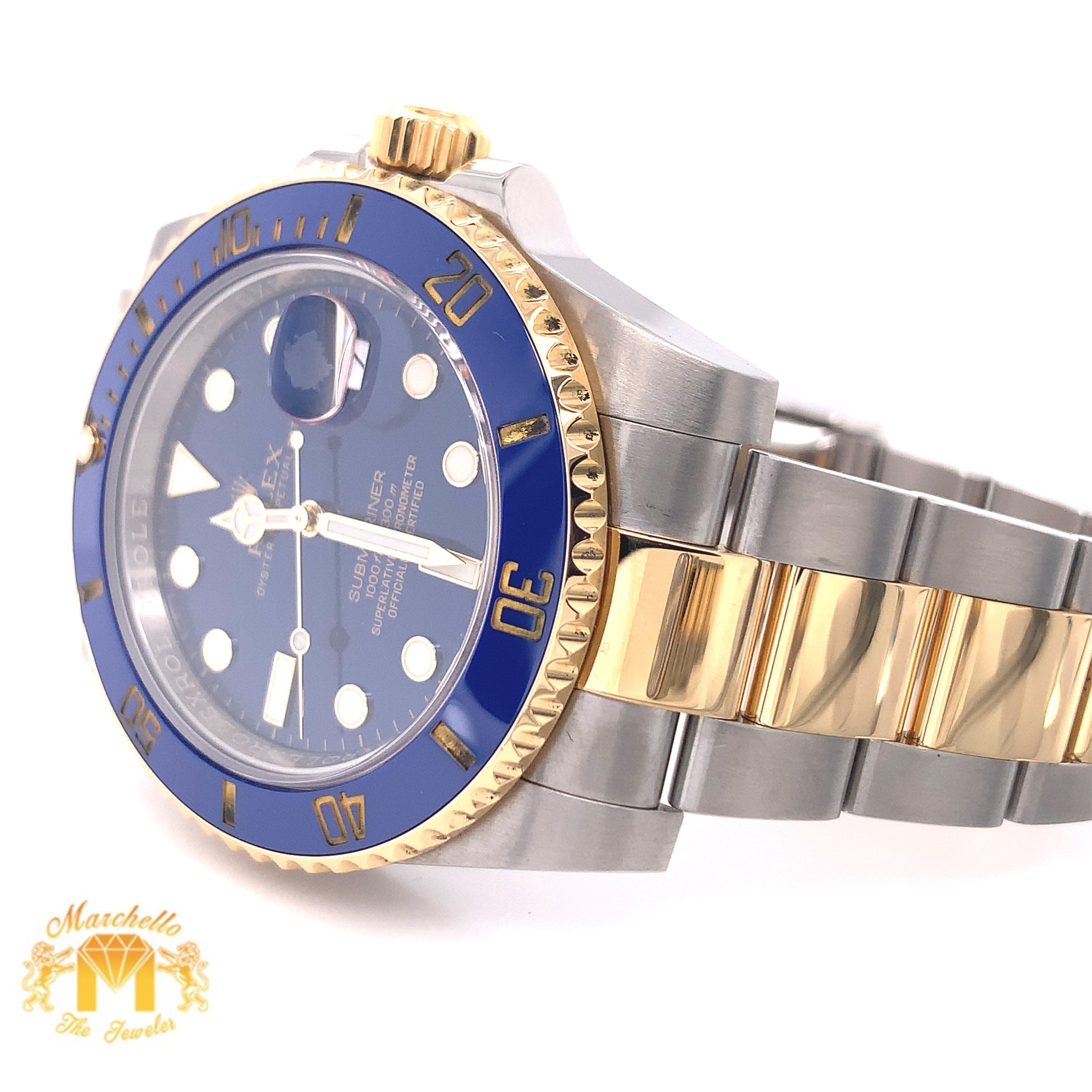 40mm Rolex Submariner Watch with Two tone Oyster Bracelet Papers