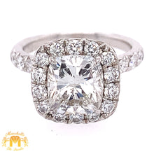 Load image into Gallery viewer, 18k White Gold Engagement Diamond Ring (2.50ct cushion-cut center, certified)