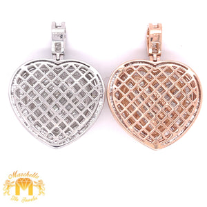 Womens XL 14k Gold Heart Diamond Charm + 10k Gold Cuban Chain Set