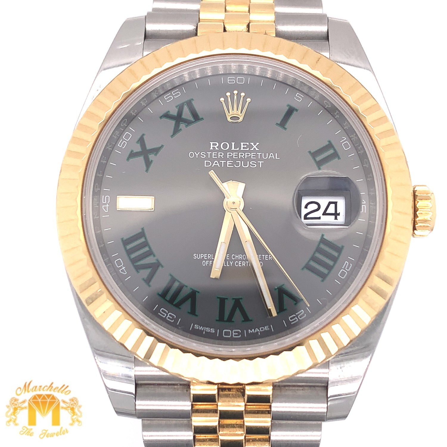 41mm Rolex Datejust 2 Watch with Two-tone Jubilee Bracelet (fluted bezel, Wimbledon dial, papers)