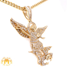 Load image into Gallery viewer, 14k Gold Saint Michael Diamond Pendant and Cuban Link Chain Set