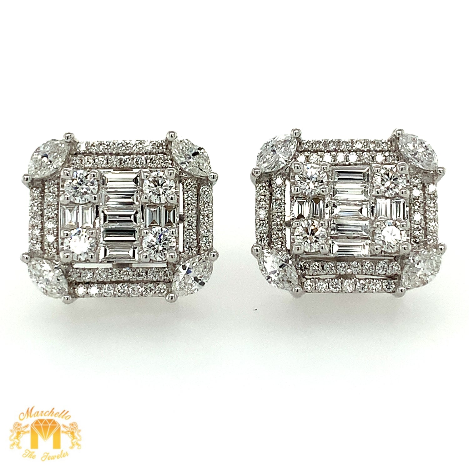 VVS/vs high clarity diamonds set in a 18k White Gold Rectangular Earrings (large VVS baguettes)