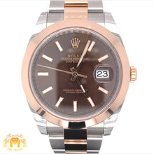 Load image into Gallery viewer, 41mm Rolex Datejust 2 Watch with Two-tone Rose Gold Oyster Bracelet (2021, papers, smooth bezel)