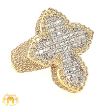 Load image into Gallery viewer, Yellow Gold and Diamond Cross Ring (3D)