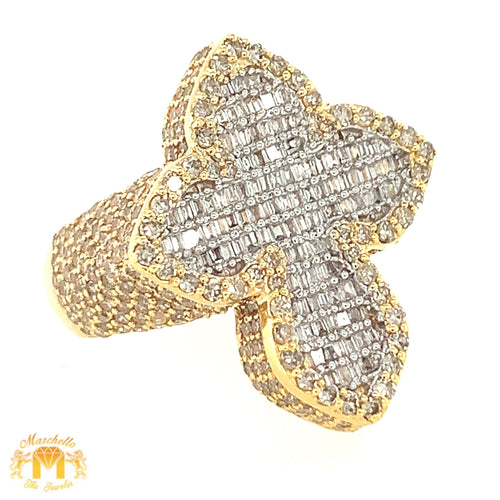 Yellow Gold and Diamond Cross Ring (3D)