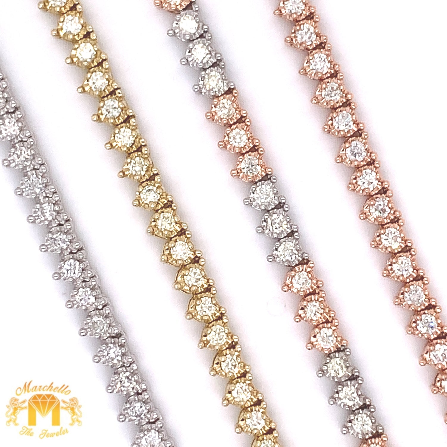 5.87ct Diamond and 14k Gold Tennis Chain (martini setting, 3 pointers)