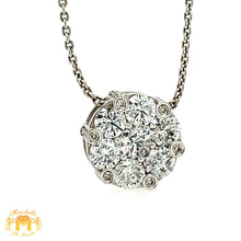 Load image into Gallery viewer, 14k White Gold Round Pendant with Round Diamond on Deinty Cable Chain (large round diamonds)
