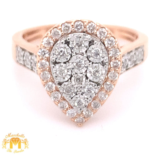 Diamond and Gold Ladies' Pear-shaped Ring (illusion setting)