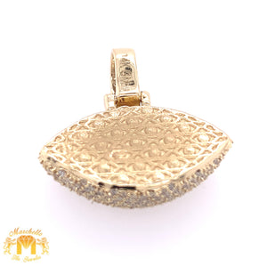 14k Gold Evil Eye Diamond Pendant and Gold Cuban Link Chain