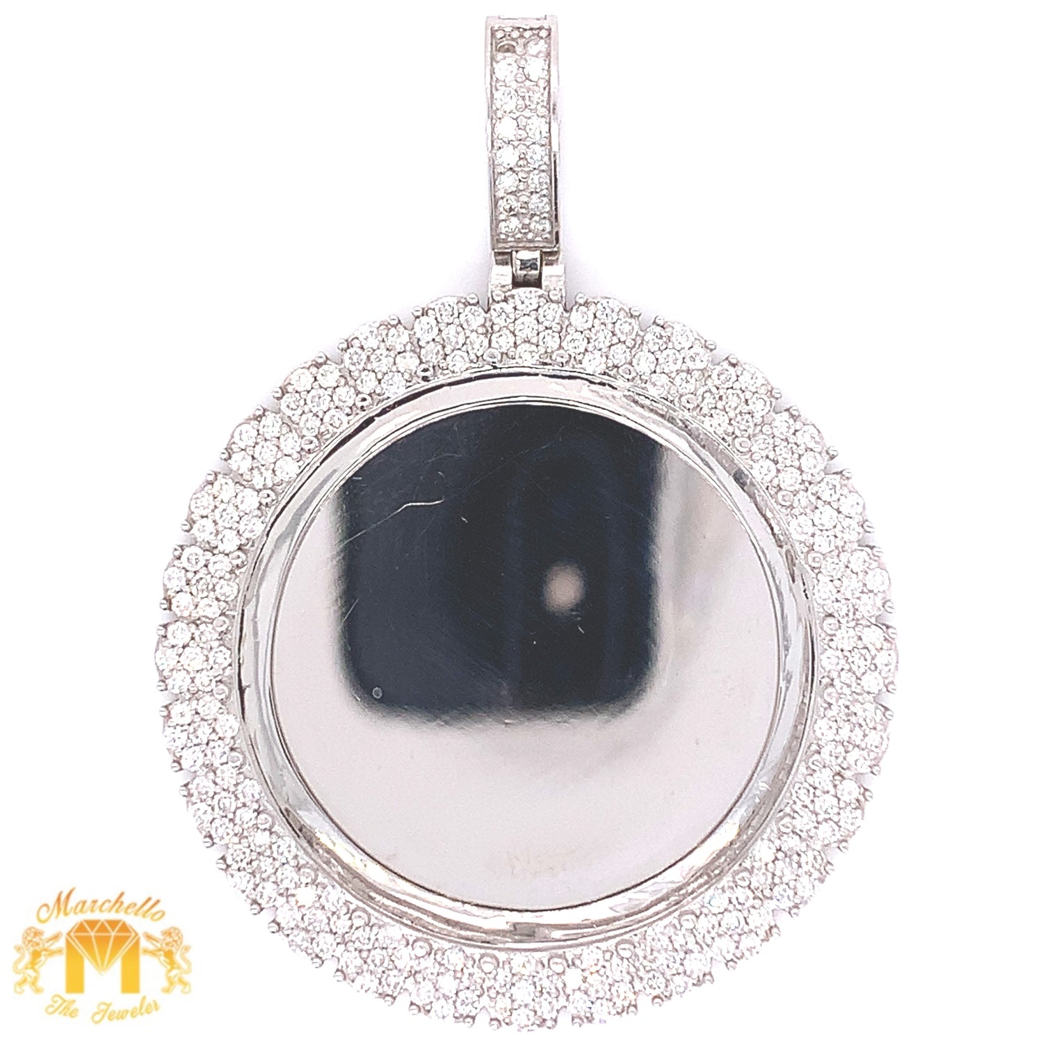 14k Gold Memory Picture Pendant with Round Diamond and Gold Cuban Link Chain Set