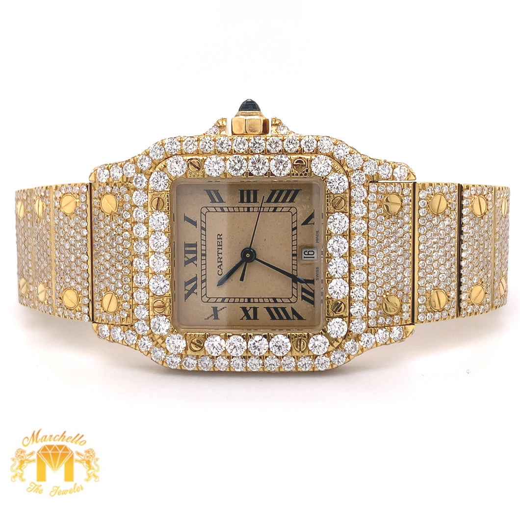 Iced Out Ladies' 18k Gold Cartier Diamond Watch (29 mm)