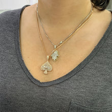 Load image into Gallery viewer, 14k Gold Ace of Spades Diamond Pendant and Miami Cuban Link Chain Set