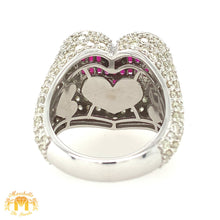 Load image into Gallery viewer, 6.2ct Diamond and Ruby 14k White Gold 3D Heart Ring