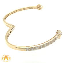 Load image into Gallery viewer, Gold and Diamond Twin Pears Cuff Bracelet with baguette and round diamonds