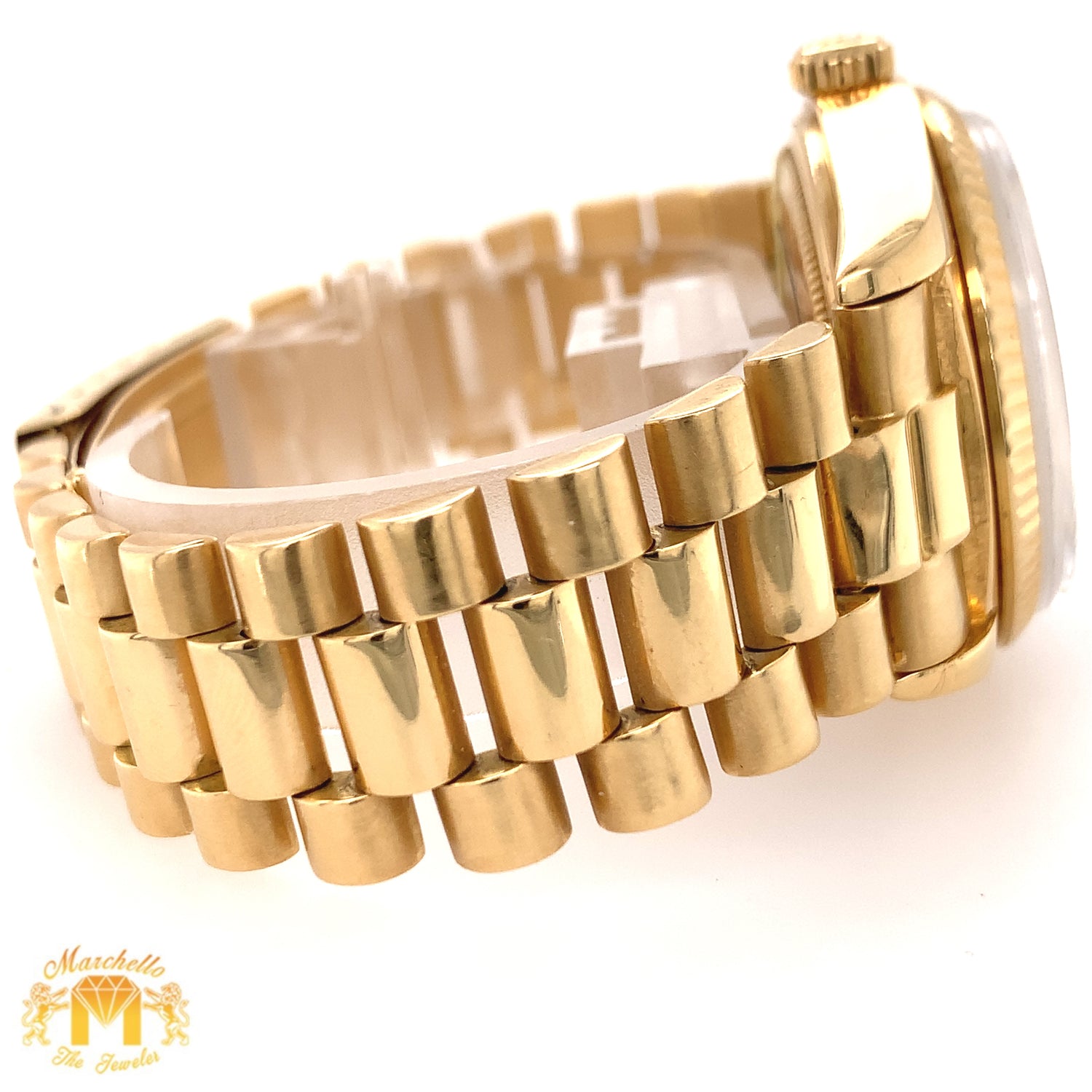 36mm 18k Gold Rolex Day Date Presidential Watch (tuxedo dial, quick set)