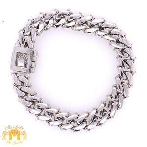 7ct Diamond 14k White Gold 11mm Cuban Bracelet (diamond edge style, prong setting)