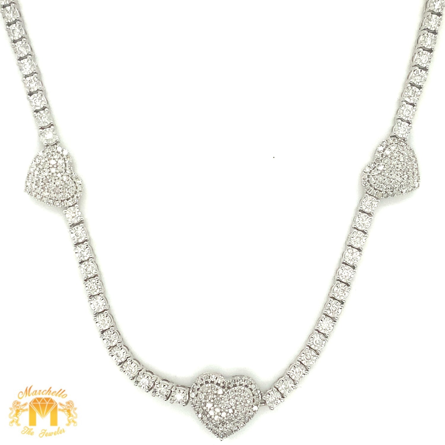 Gold and Diamond 3 Hearts Necklace (choose your color)