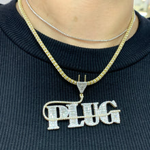 Load image into Gallery viewer, Gold and Diamond Plug Pendant and Gold Ice Link Chain
