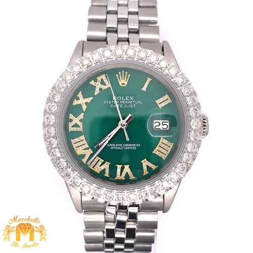 36mm 3.6ct Diamond Rolex Datejust Watch with Stainless Steel Jubilee Bracelet