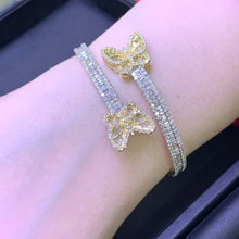 Load image into Gallery viewer, 4.15ct Diamond and Gold Twin Butterflies Bangle Bracelet