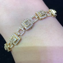 Load image into Gallery viewer, 14k Gold Fancy Squares Diamond Bracelet (princesscut diamonds, choose gold color)