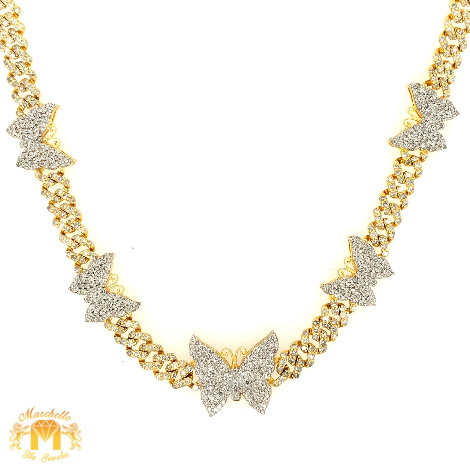 9.5ct Diamond and Gold Cuban Butterfly Necklace
