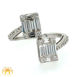 VVS/vs high clarity diamonds set in a 18k White Gold and Diamond Twin Squares Ladies Ring (large VVS baguettes)